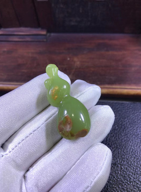 和田玉析木黄绿河磨玉画龙料葫芦吊坠挂坠15克东北透闪石玉纯天然