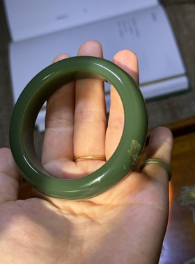 和田玉河磨玉椴树林料带皮子颜色正手镯镯子女士专属玉镯送礼物