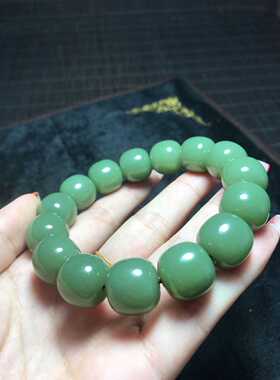 析木河磨玉老型珠子手串东北籽料透闪石玉手链规格15*16厂家直销