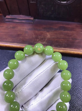 析木黄绿河磨玉1718明星料手串手链39克无结构纯天然正品厂家直销
