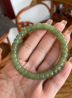 和田玉析木河磨玉手串自然光拍摄性价比高尺寸8乘5一手货源可定制