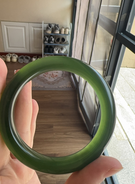 岫岩玉手镯岫玉镯子180料绿色河磨玉手镯料子水头足意境美尺寸