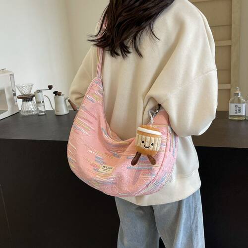 帆布包女2024新款日系ins大容量饺子包大学生上课斜挎慵懒风单肩 - 图1
