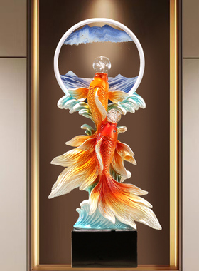 新年锦鲤流沙画玄关摆件