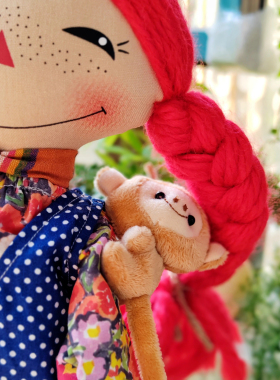 皮皮布艺娃娃手工布偶长袜子皮皮女孩礼物公仔布娃娃玩偶装饰品