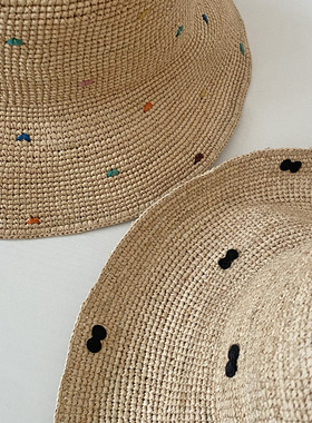 夏季日系新款高品质拉菲草编织帽海边度假防晒草帽遮阳帽渔夫帽女