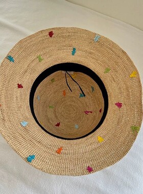 田园风拉菲草编织包包帽子女日韩ins夏天遮阳空顶帽度假风沙滩包