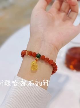 天然南红玛瑙手串柿子红