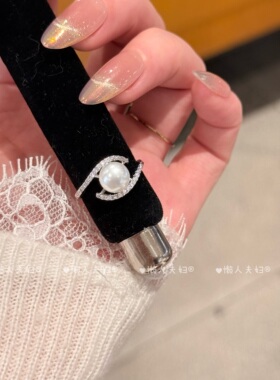 轻奢珍珠交叉戒指女小众开口戒