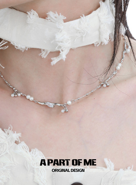 纯银不掉色珍珠项链女锁骨链