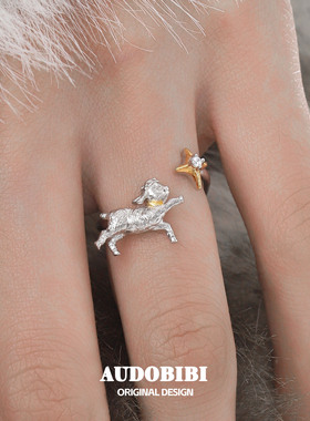 晚安小羊925纯银戒指不掉色原创小众设计高级感甜酷可爱星星指环