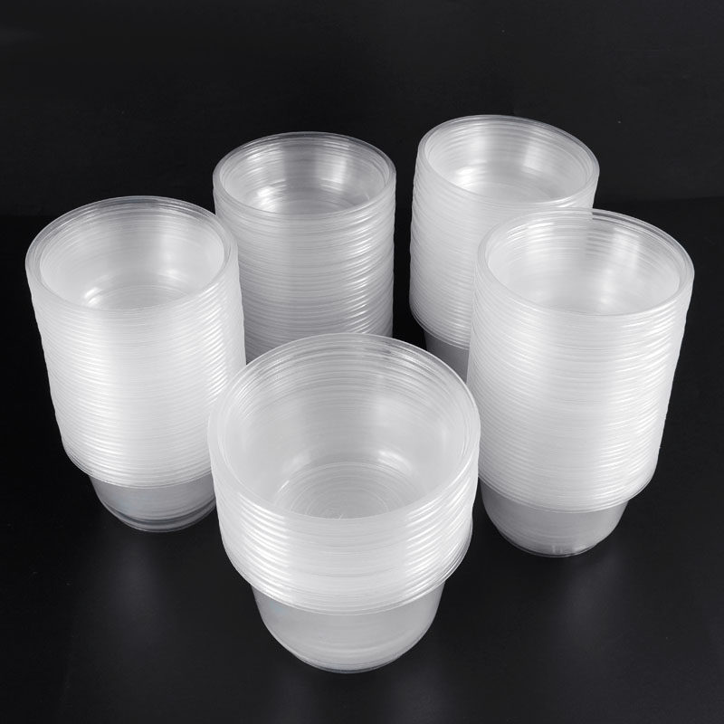 一次性碗筷塑料碗圆形打包盒汤碗酒席餐具餐盒带盖整箱食品级饭盒 - 图0