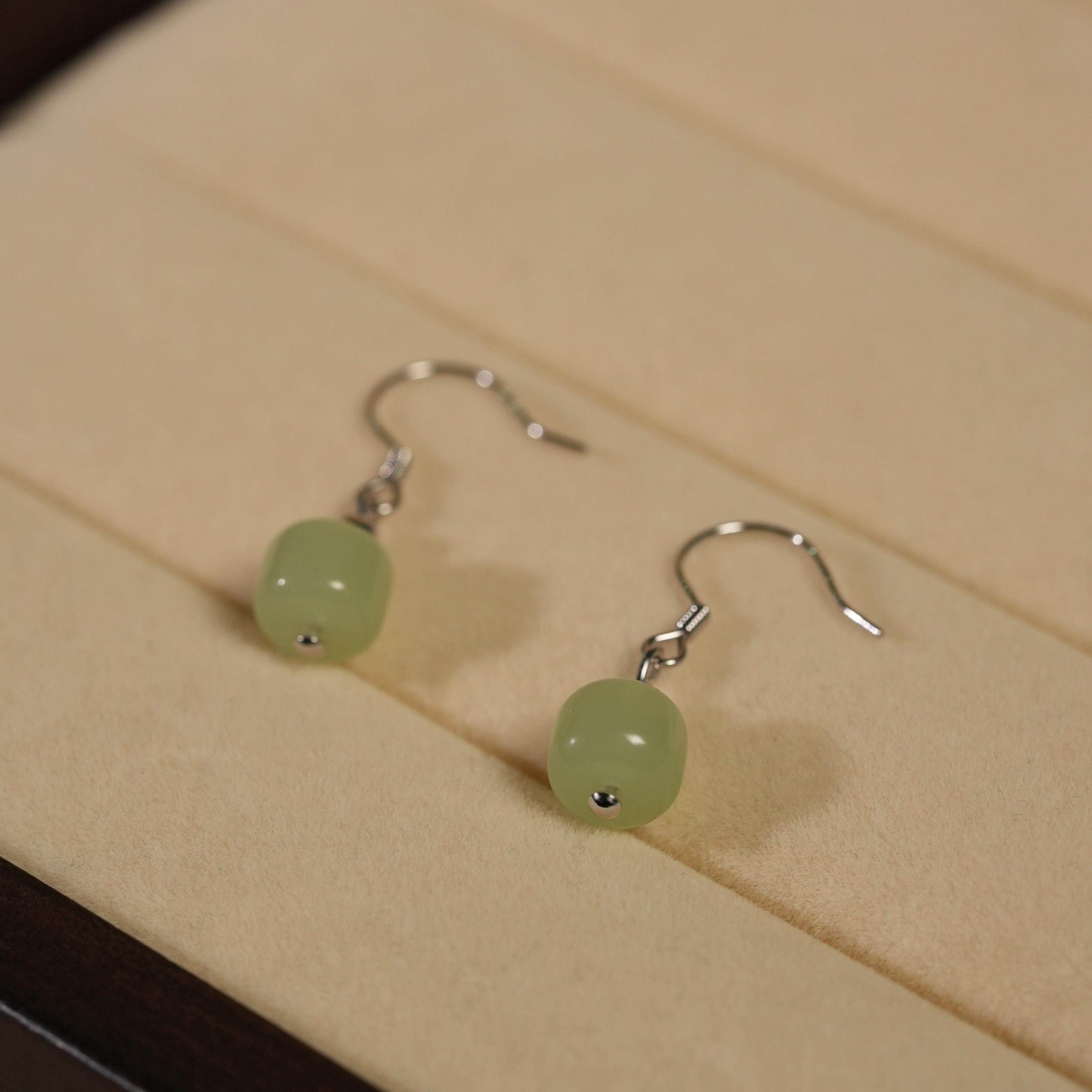 国风绿珠耳钩女气质高级感简约耳饰新中式耳环,淘宝优惠券,粉丝福利购,淘宝优惠卷