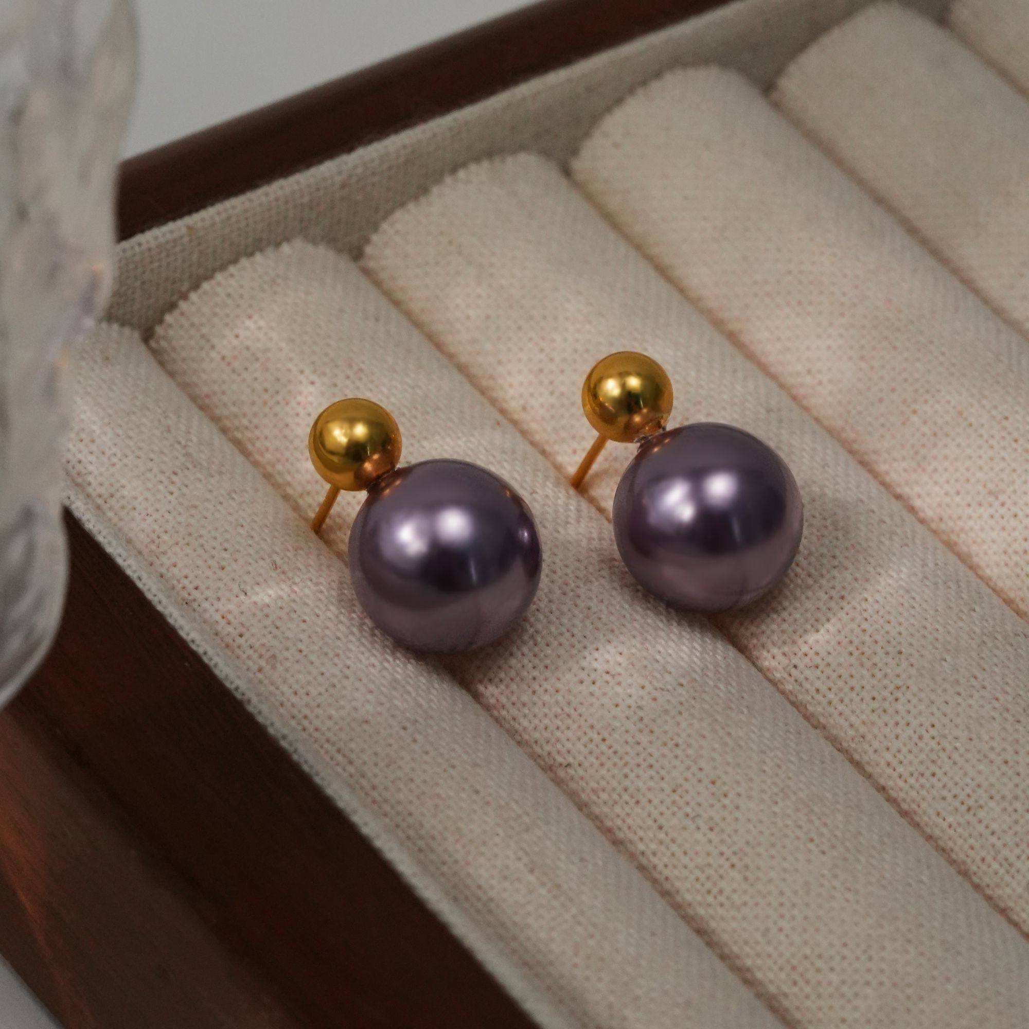 气质紫气东来光珠耳钉女轻奢高级感复古耳环饰品,淘宝优惠券,粉丝福利购,淘宝优惠卷