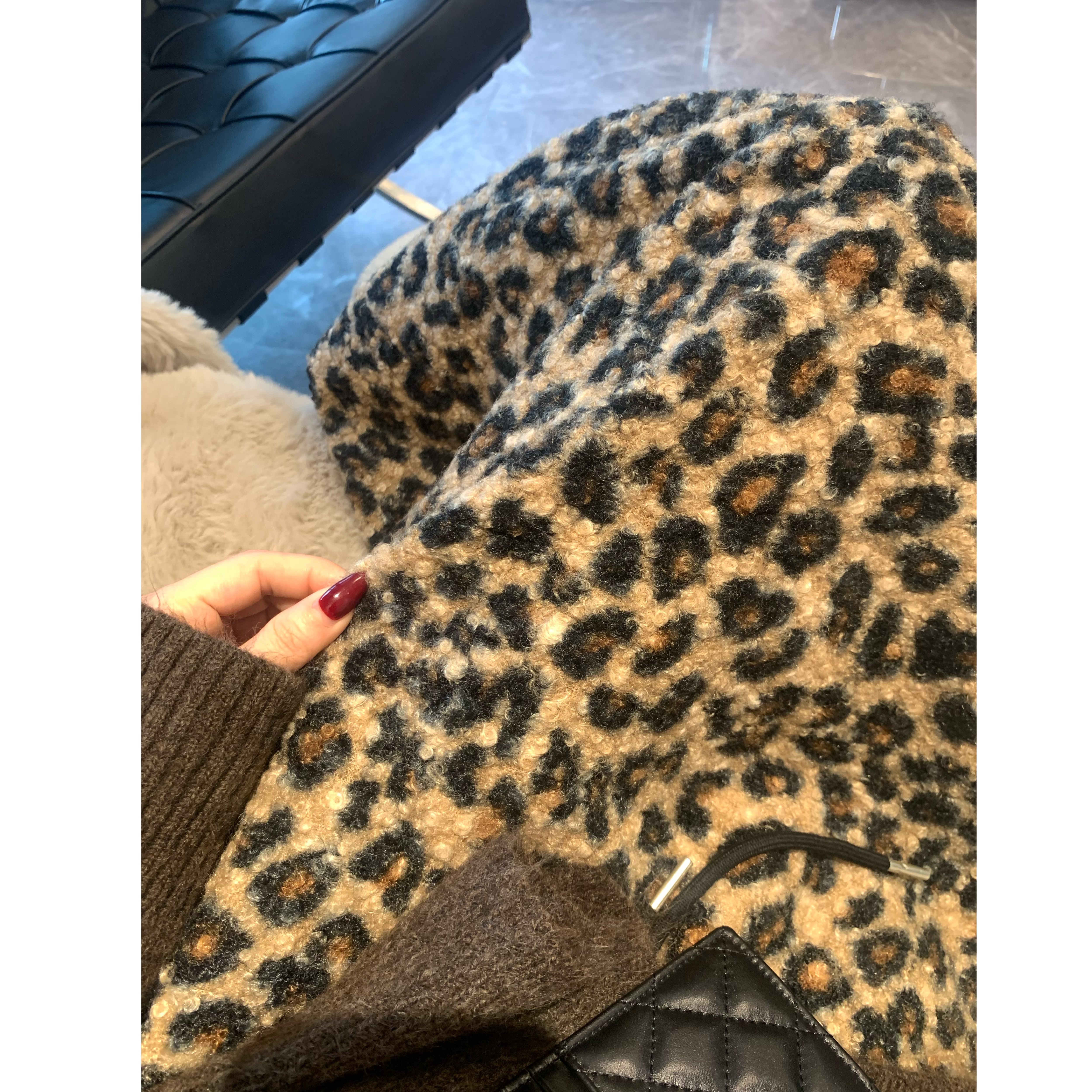 [香蕉派派]自留美拉德穿搭时髦圈圈绒长款开叉休闲豹纹裙女保暖,淘宝优惠券,粉丝福利购,淘宝优惠卷