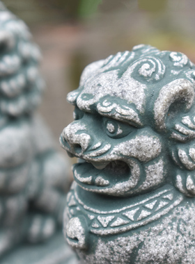 中国风青石石狮子一对石头小狮子