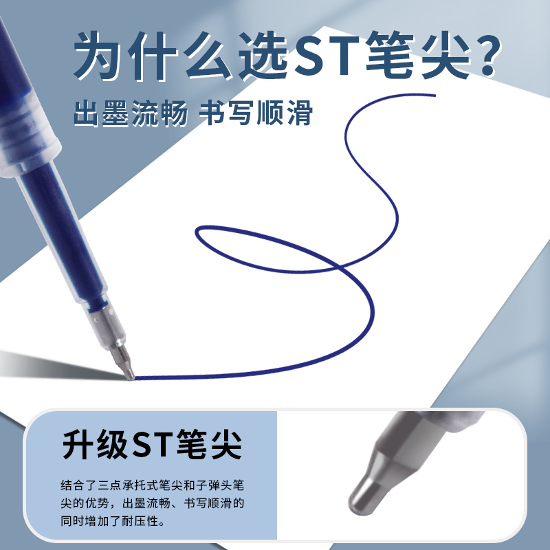 东米笔芯st笔头按动中性笔芯按动替芯黑色0.5黑笔芯刷题笔芯速干 - 图0