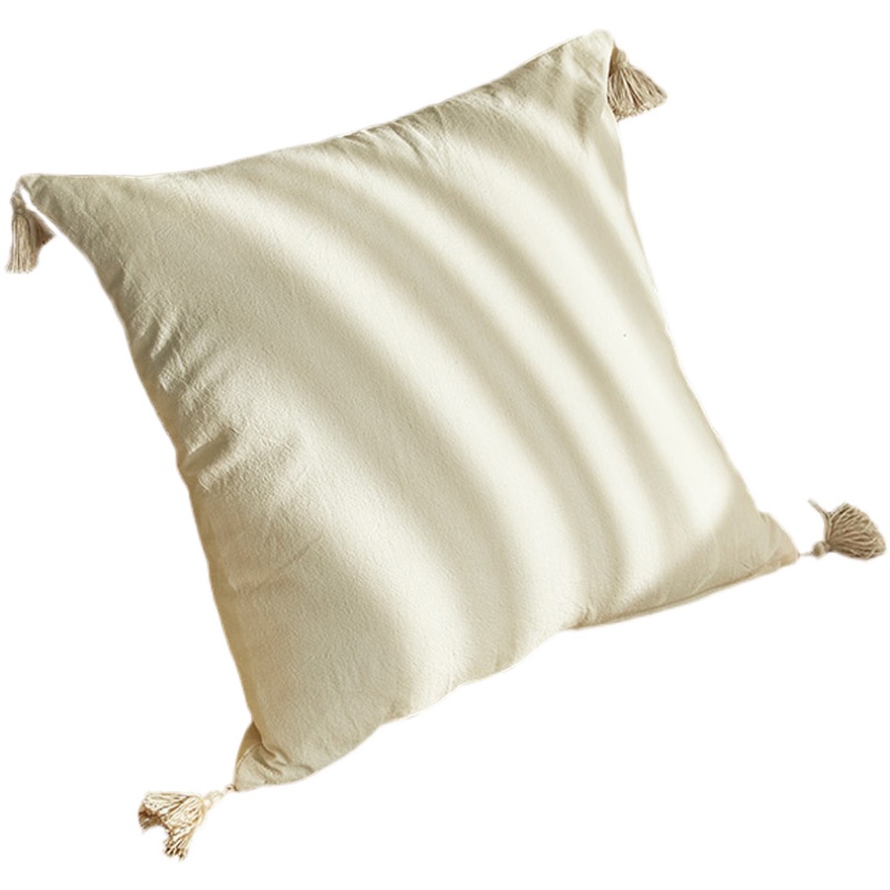 [纯棉]抱枕ins风轻奢抱枕套黄色纯色水洗棉北欧风格沙发靠垫靠枕 - 图3