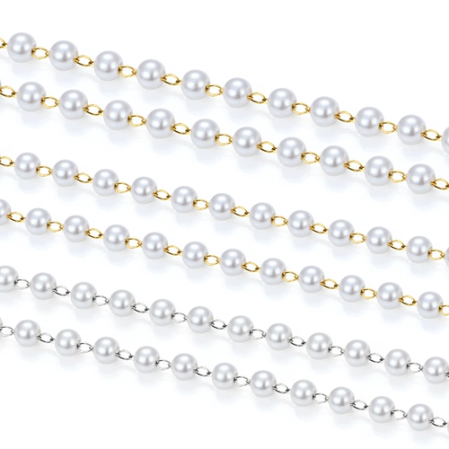 Цепь из нержавеющей стали из жемчуга, ожерелье и браслет, серьги, модный аксессуар, золотая цепочка, DIY, простой и элегантный дизайн