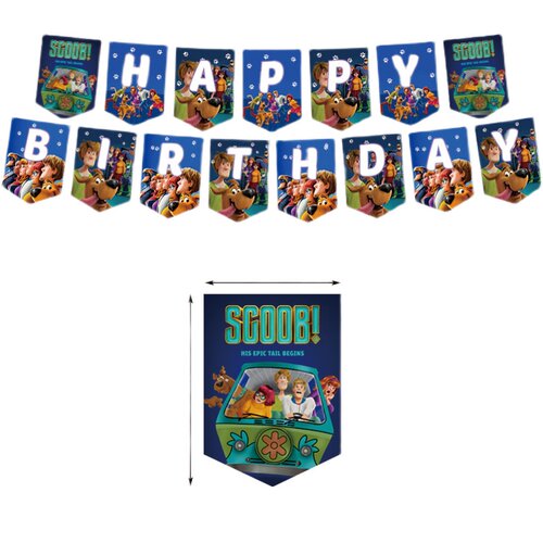 动画史酷比狗Scooby doo儿童生日派对套装拉旗蛋糕插旗气球装饰 - 图3