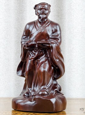 花梨实木雕刻鲁班祖师爷站像雕像