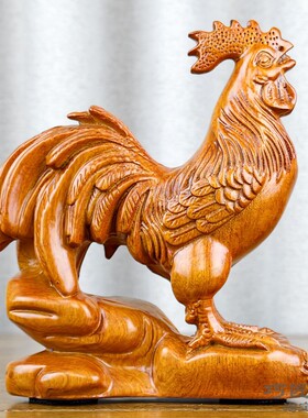 大公鸡客厅摆件花梨木