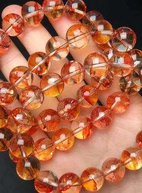 锦鲤胶花手链 时尚俏色红黄胶花幽灵水晶手串 直销男女款