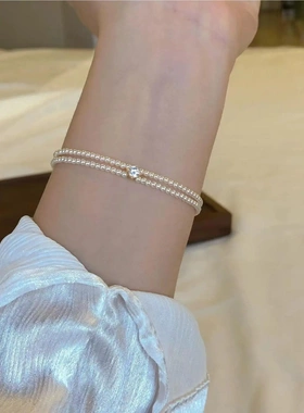 极细双层小珍珠手链女款轻奢小众精致手串2025年新款闺蜜手饰