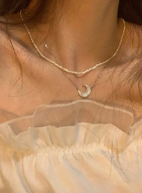 白月光~超仙ins风月亮项链轻奢小众项链女锁骨链网红2024年新款女