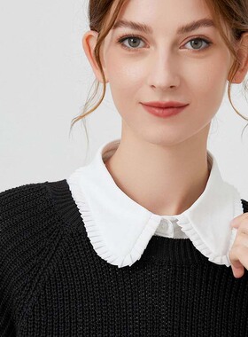 假领子女雪纺百褶百搭女春秋冬