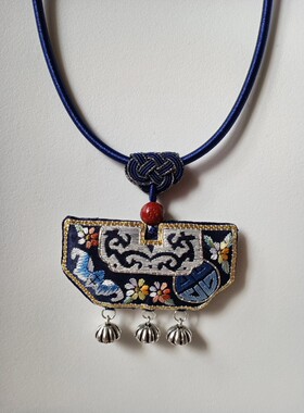 晨辉手创S925银莲蓬个性民族风可调节项圈福在眼前如意锁