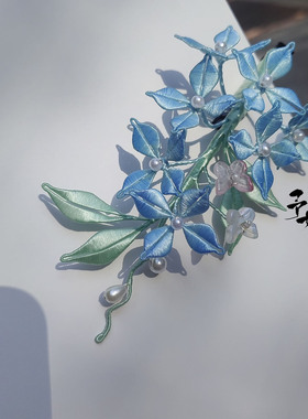 绣球花缠花古风旗袍汉服发夹