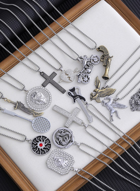 狼牙吊坠霸气真黑狗牙个性复古民族风钛钢链挂件衣服配饰轻奢潮