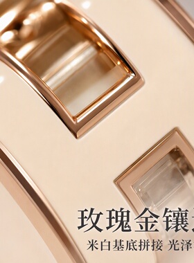 miniH家耳钉女银镀18k玫瑰金简约高定经典时髦通勤珐琅彩字母耳环