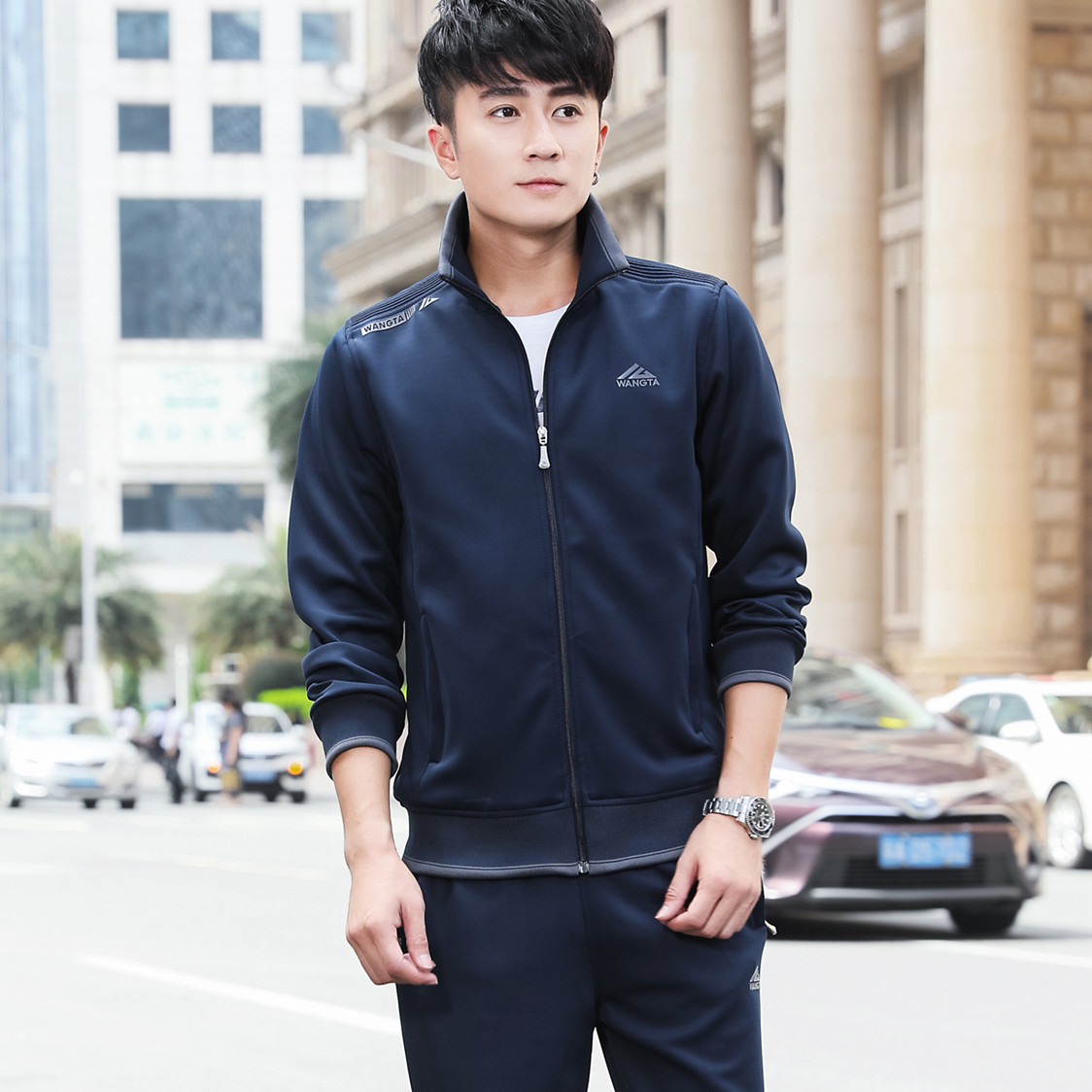 春季中老年运动套装男休闲运动装男春秋两件套运动服装男士运动服_虎窝淘