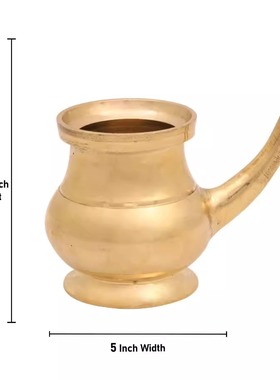 印度Pooja卡曼达尔Kamandal黄铜 - 2.75 英寸传统印度水壶