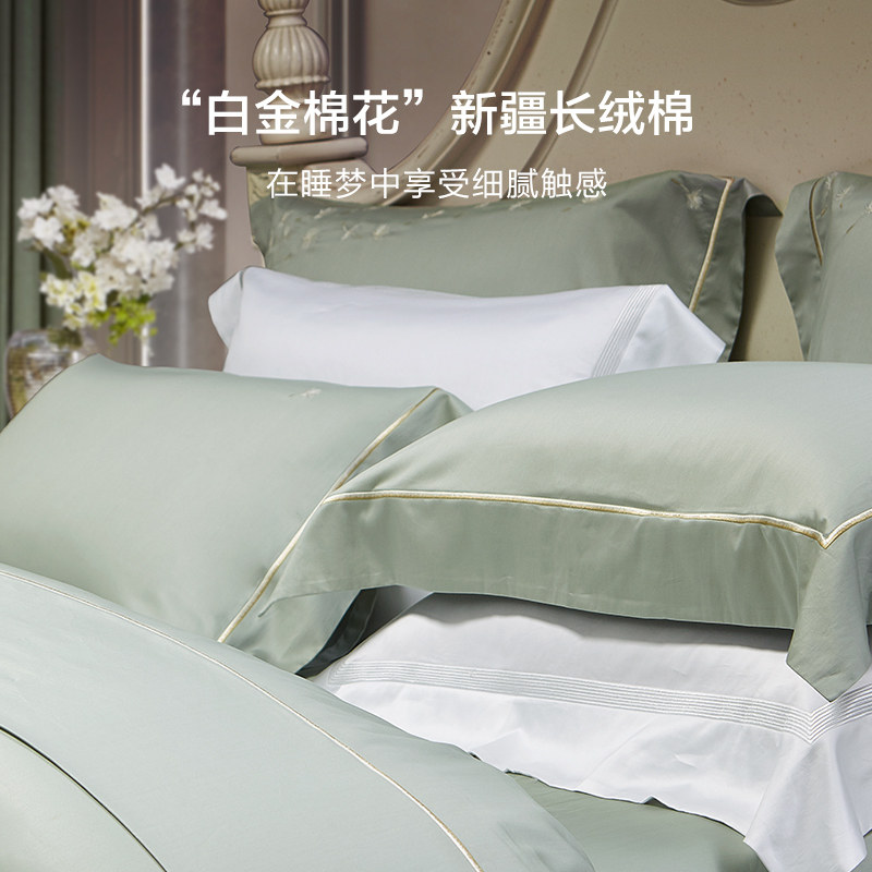MINE/寐60支新疆长绒棉绣花家纺五件套纯棉全棉床上用品套件飞羽_虎窝淘