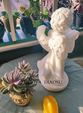 拿书小天使四川汉白玉守护祝福工艺品桌摆件西方人物欧式大理石雕