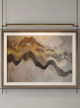现代轻奢抽象挂画新中式侘寂带灯装饰画架子灯画酒店餐厅壁灯画