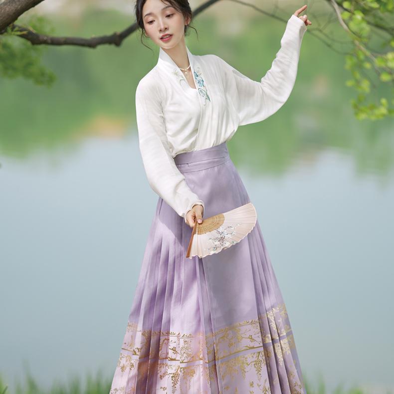 无衣饮羽原创【满庭芳】织纱马面日常夏季轻薄款高级感汉服马面裙 - 图1