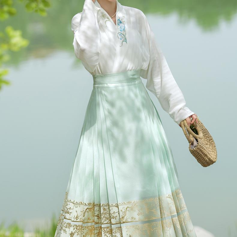 无衣饮羽原创【满庭芳】织纱马面日常夏季轻薄款高级感汉服马面裙 - 图3