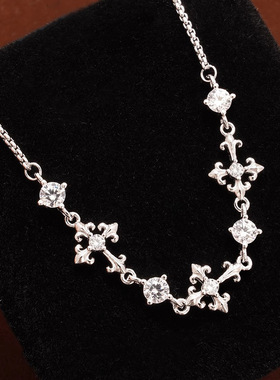银色鸢尾花十字架手链新款冷淡风