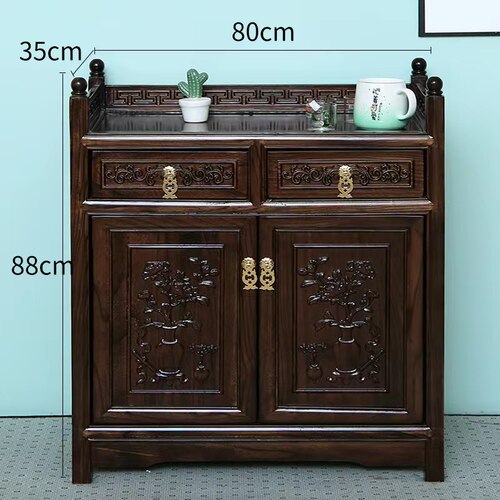 实木茶水柜茶桌边柜茶柜实木置物架客厅储物柜酒柜边柜中式餐边柜 - 图0