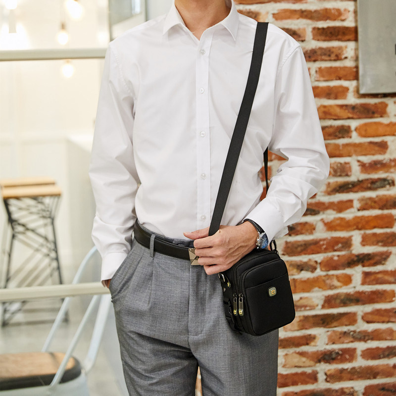 瑞士军刀男士牛津布穿皮带斜挎小包 淘夫人箱包男士包袋
