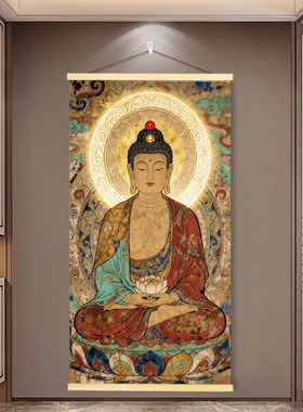 中式国风八大守护神佛像卷轴挂画
