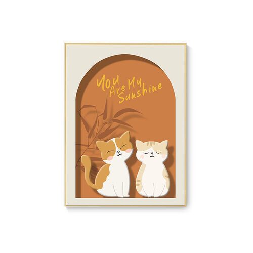 北欧风客厅装饰画温馨小猫落地画卧室奶油系桌面摆画现代简约挂画 - 图3