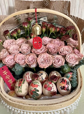 月子鸡蛋鲜花篮子手提送产妇