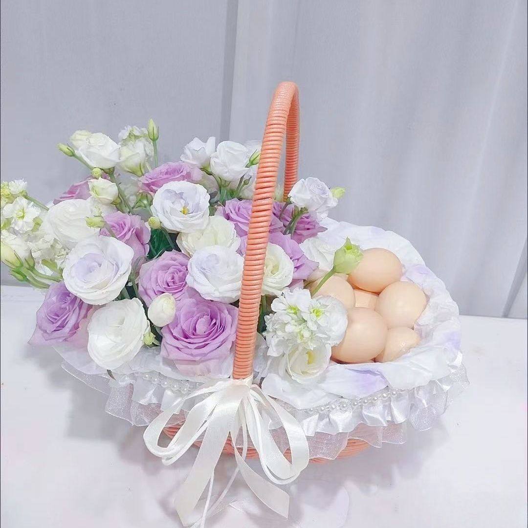 田园手工藤编手提篮月子鸡蛋花篮水果篮插花鲜花收纳筐编织篮筐,淘宝优惠券,粉丝福利购,淘宝优惠卷