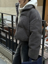 Here grain sensual collar plush jacket woman 2023 winter new short and warm duck down down clothing tide 65116