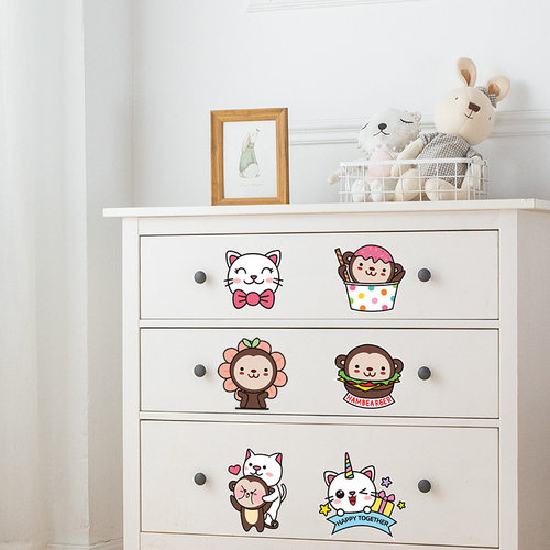 可爱卡通小图案贴纸装饰品衣柜门贴行李箱桌面墙面遮丑补洞墙贴画 - 图2